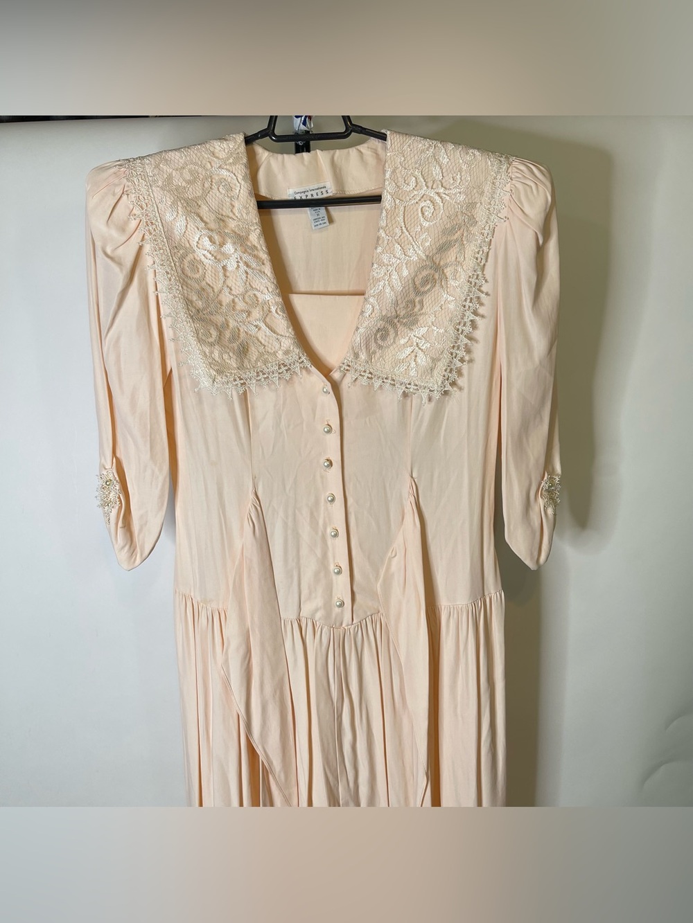 VTG late 80s to Early 90s Compagnie Internationale Express Peach Collared Dress